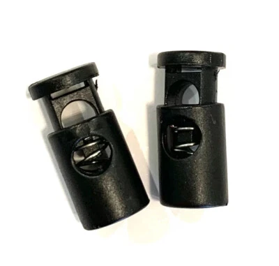 6pcs Round Cord Stopper Spring Lock End Toggle Fastener Black Plastic 30 X 10 - Image 1 of 4