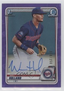 2020 Bowman Chrome Prospect Purple Refractor /250 Will Holland #CPA-WH Auto