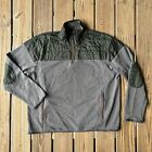 Orvis Quilted 1/4 Zip Elbow Patches Long Sleeve Gray Green Pullover Men's Xl
