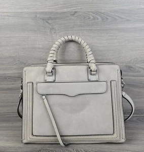 Bolso de Mano Rebecca Minkoff Mediano Gamuza Cuero Breza Mango Superior con Cremallera (Gris) - Imagen 1 de 10