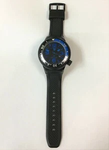 Swiss Legend Men's Neptune Black with Blue Accents Silicone Watch 52mm Case - Picture 1 of 8