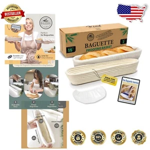 Lightweight 15-Inch Baguette Proofing Baskets with Liner - Ideal for Bakers - Picture 1 of 8