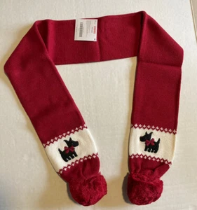 NWT Gymboree Holiday Friend Red Sweater Knit Kids Scottie Dog Pom Pom Scarf - Picture 1 of 2