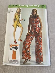 Vintage 1970's Simplicity 8787 Misses' Jiffy Jumpsuit Pattern Sz 10 Never Cut
