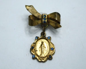 Broche Inmaculada Concepción Virgen María Tono Dorado Azul Estrás Gota/Cuelga - Imagen 1 de 3