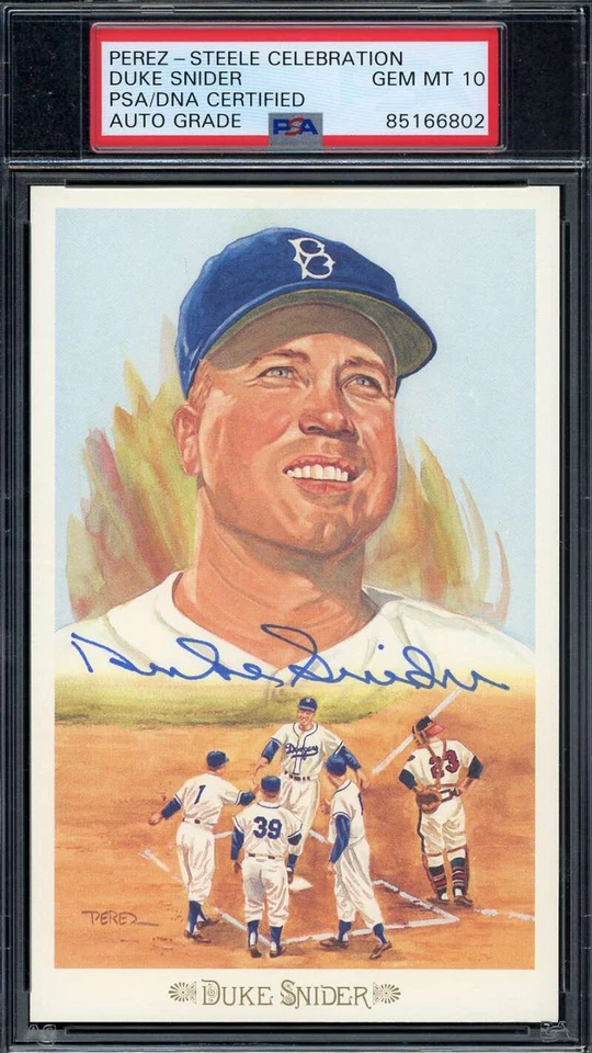 Duke Snider Gem Mint 10 PSA DNA Signed Perez Steele Celebration Postcard Auto - Image 1 of 1
