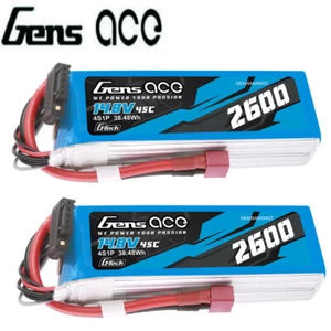 2X Gens Ace 2600mAh 45C 14.8V G-tech 4S Lipo Battery T For Helicopter Airplane - Picture 1 of 6