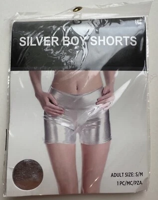 Novelty Silver Boy Shorts Adult S/M NWT - Image 1 of 2