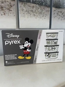 Disney 100 Year Anniversary 8 Pieces Pyrex Glass Food Storage 4 Bowls And 4 Lids - Picture 1 of 3