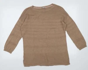 Isaac Mizrahi Womens Brown Striped Cotton Blend Sweatshirt Size M - Picture 1 of 12