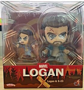 Marvel Cosbaby Bobble-Head Logan wolverine and X-23 Figures 