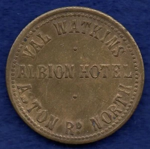 Birmingham Albion Hotel 3d Refreshment Token, Proprietor Val Watkins (Ref d1596) - Picture 1 of 2