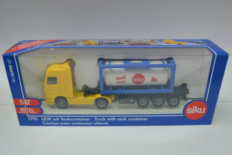 Siku 1:87 DieCast car Mercedes-Benz LKW Actros truck with tank container # 1795 - Image 1 of 1
