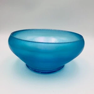 Vintage Fenton Art Glass Stretch Glass Celeste Blue Rose Bowl - Picture 1 of 7