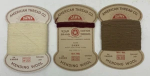 Antique American Thread Co. Mending Wool Darning Yarn Lot Of 3 - Picture 1 of 3