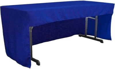 LA Linen Open Back Bridal Satin Rectangular Fitted Tablecloth 72x30x30 Blue TF - Image 1 of 4
