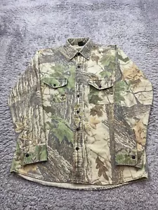 Vtg Realtree Shirt Mens Medium Camo Gear Canvas Hunting Button Down Made In USA - Picture 1 of 10