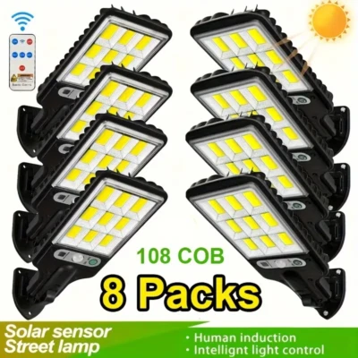 8pc 9000W Solar Security Lights Outdoor LED PIR Motion Sensor Flood Garden Light - image 1 of 4