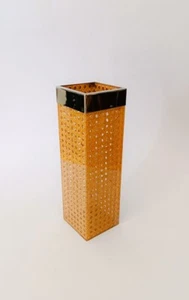 ♥ VASO PAGLIA DI VIENNA CESTINO HOLDER IN VIMINI VINTAGE DESIGN OTTONE LUCITE - Imagen 1 de 6