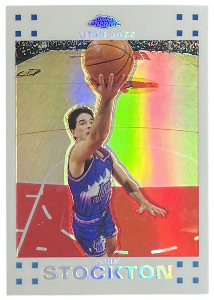 2007 Topps Chrome White Refractor #98 John Stockton Utah Jazz /99 - Image 1 of 2