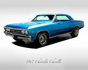 Classic Cars - 1967 Chevrolet Chevelle Marina Blue - Print - Picture 1 of 6