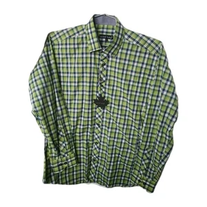 Jared Lang Hemd 100% Baumwolle grün schwarz kariert kariert Größe L - Neu mit Etikett - Bild 1 von 3