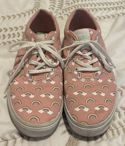 Scarpe sneakers Vans Doheny bambina taglia 3 rosa cipria arcobaleni tela