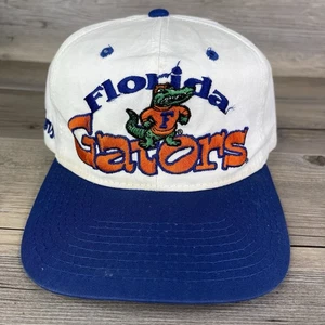 Vintage Florida Alligatoren Mütze Cap Snapback weiß blau heftiges Logo 90er #1 UF NCAA - Bild 1 von 17