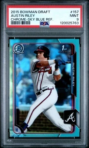 Austin Riley 2015 Bowman Draft #157 Chrome Sky Blue Refractor PSA 9 Rookie - Picture 1 of 2