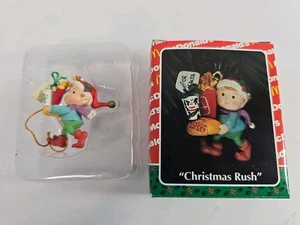 Adorno de árbol de Navidad Enesco McDonald's 1992 "Christmas Rush" para Santa MM25 - Imagen 1 de 10