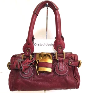 Chloe Paddington Handbag Shoulder Bag Bordeaux Padlock Leather w/Key Auth Japan - Picture 1 of 23
