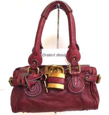 Chloe Paddington Handbag Shoulder Bag Bordeaux Padlock Leather w/Key Auth Japan - Image 1 of 4