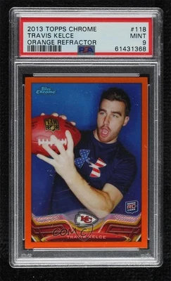 Topps 2013 cromo venta al por menor naranja refractor Travis Kelce #118 PSA 9 como nuevo novato radiocontrol Foto 1 de 2
