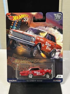 2018 Hot Wheels '63 Chevy Nova Dragstrip Demons Series #2/5 RED Real Riders - Picture 1 of 3