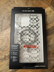 Funda Protectora COACH iPhone 15 Pro Max Magsafe Transparente GRIS OMBRE Firma C NUEVA - Imagen 1 de 4