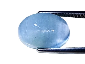 11.56CTS Blue natural aquamarine cats eye Oval cabochon loose gemstones - Picture 1 of 3