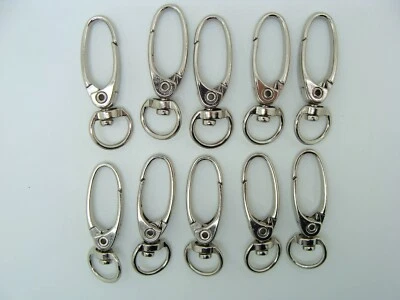 10 FERMOIRS MOUSQUETON 37mm ARGENTE porte-clé bijoux de sac Loisirs créatifs - Photo 1/2