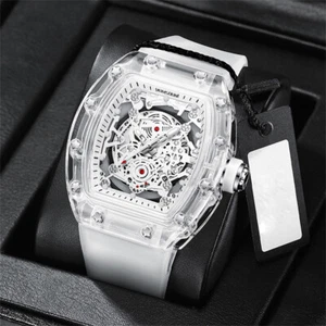 Nuevo Reloj Hombre Impermeable en Forma de Barril Transparente Cuarzo Popular - Imagen 1 de 15