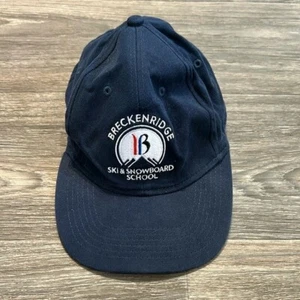 Vintage Breckenridge Ski Snowboard School Cap Baseball Hat Navy Blue Colorado - Picture 1 of 9