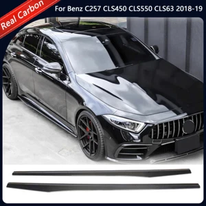 For Benz C257 CLS450 CLS550 CLS63 18-19 Carbon Side Skirt Extension Lip Spoiler - Picture 1 of 12
