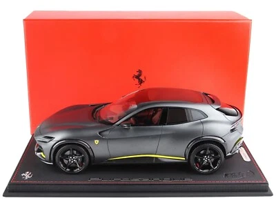 FERRARI PUROSANGUE MATT SILVERSTONE GRAY & DISPLAY CASE 1/18 BY BBR P 18231 M - Image 1 of 4