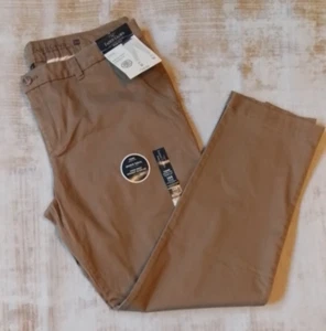 Faded Glory Pants Womens Size 16A Petite Brown Chino Straight Leg Stretch NWT - Picture 1 of 10