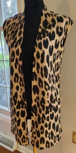 Chico's Reversible Cheetah Leopard Striped Vest Size 0 brown tan Careerwear Sass - Picture 1 of 10