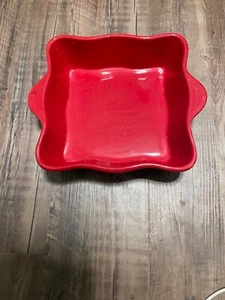Temp-tations Tara Country Lace Rectangle Red Ovenware Bakeware Dining 8x8 1.5qt - Picture 1 of 3