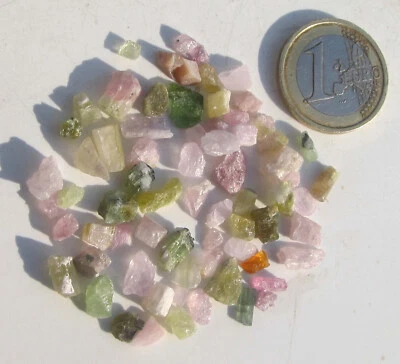Turmalin rosa und grün, Afghanistan, 50 Ct. Rohedelsteine 4-8 mm (E2891) - Bild 1 von 3