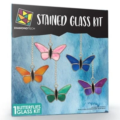 Studio Pro Pre-Cut Stained Glass Kit Butterflies Make Your Own Stained Glass Art - Image 1 of 2