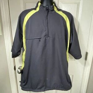 Mens Adidas Golf Windbreaker Short Sleeve Quarter Zip Athletic Gray Yellow XL - Picture 1 of 8