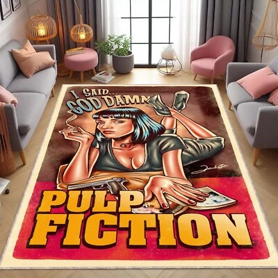 Pulp Fiction Rug,Movie Rug, Poster Rug, Movie Theme Rug, Movie Pattern Rug,Dance - Image 1 of 4
