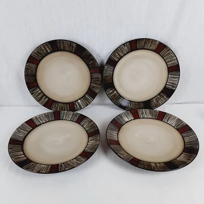 Juego de 4 platos de cena Pfaltzgraff PAYSON 11" vajilla moderna negra y marrón Foto 1 de 4