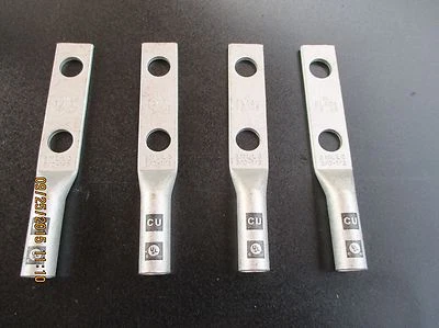 4 orejetas de compresión Morris de cobre de barril largo de 2 orificios - 94356 2MLLC 2/0-1/2 negras Foto 1 de 4